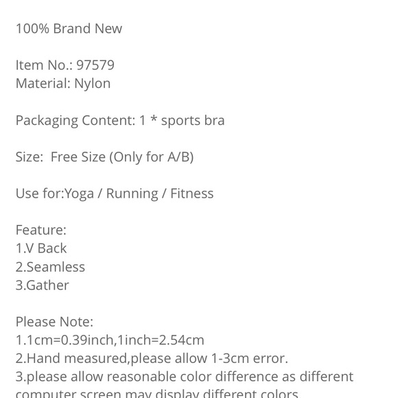 Deep V Back Sports Bra, Gathered Shockproof Running Bra, Seamless In one size - Picture 2 of 7